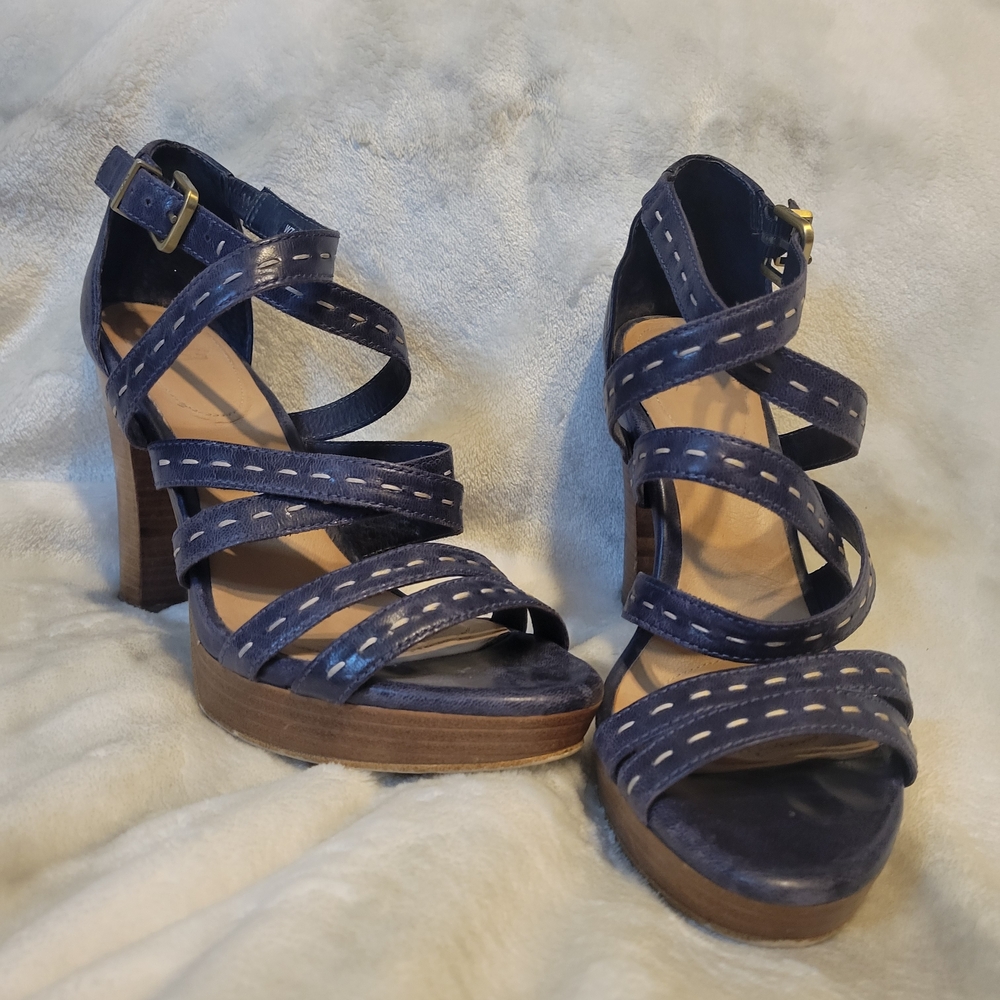UGG Navy Leather Strappy Heels